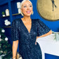 Carrie Sequin Occasion Midi Dress Navy
