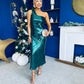 Ramona One Shoulder Sequin Maxi Dress Forest