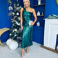 Ramona One Shoulder Sequin Maxi Dress Forest