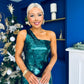 Ramona One Shoulder Sequin Maxi Dress Forest