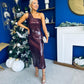 Ramona One Shoulder Sequin Maxi Dress Wine