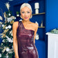 Ramona One Shoulder Sequin Maxi Dress Wine