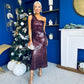 Ramona One Shoulder Sequin Maxi Dress Wine