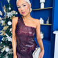 Ramona One Shoulder Sequin Maxi Dress Wine