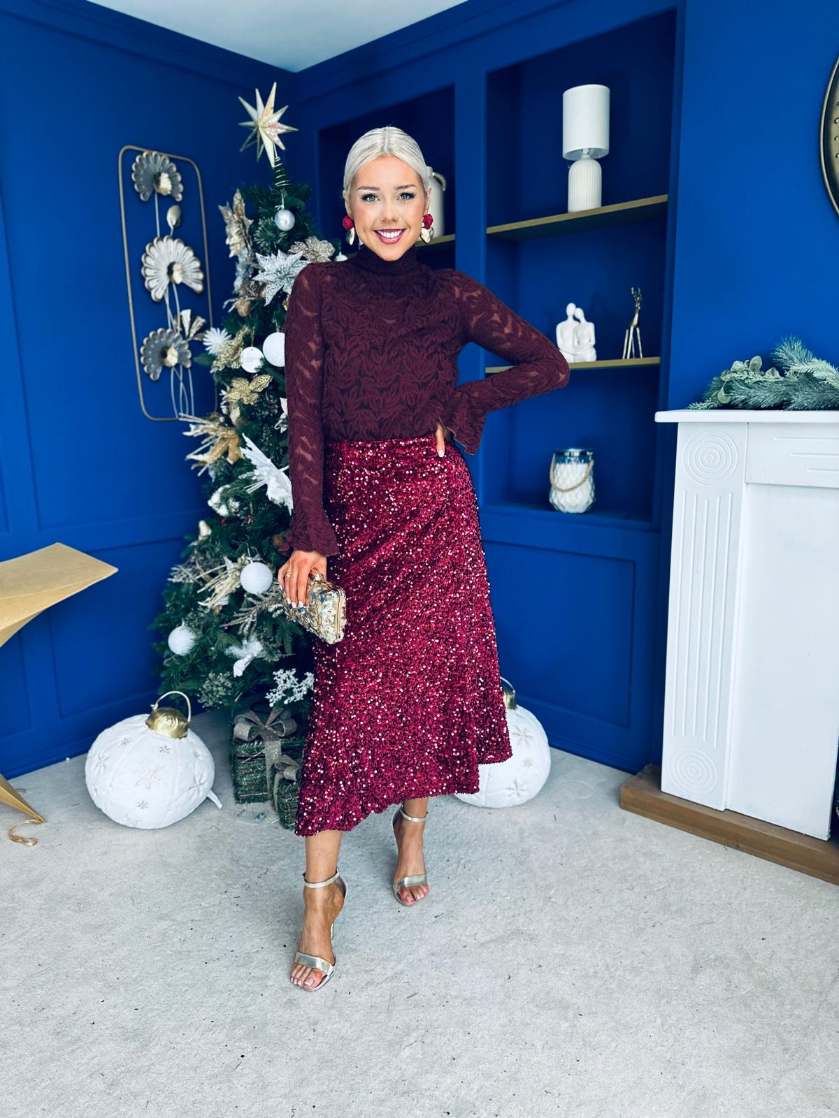 Kyra Burnout Detail Top Burgundy