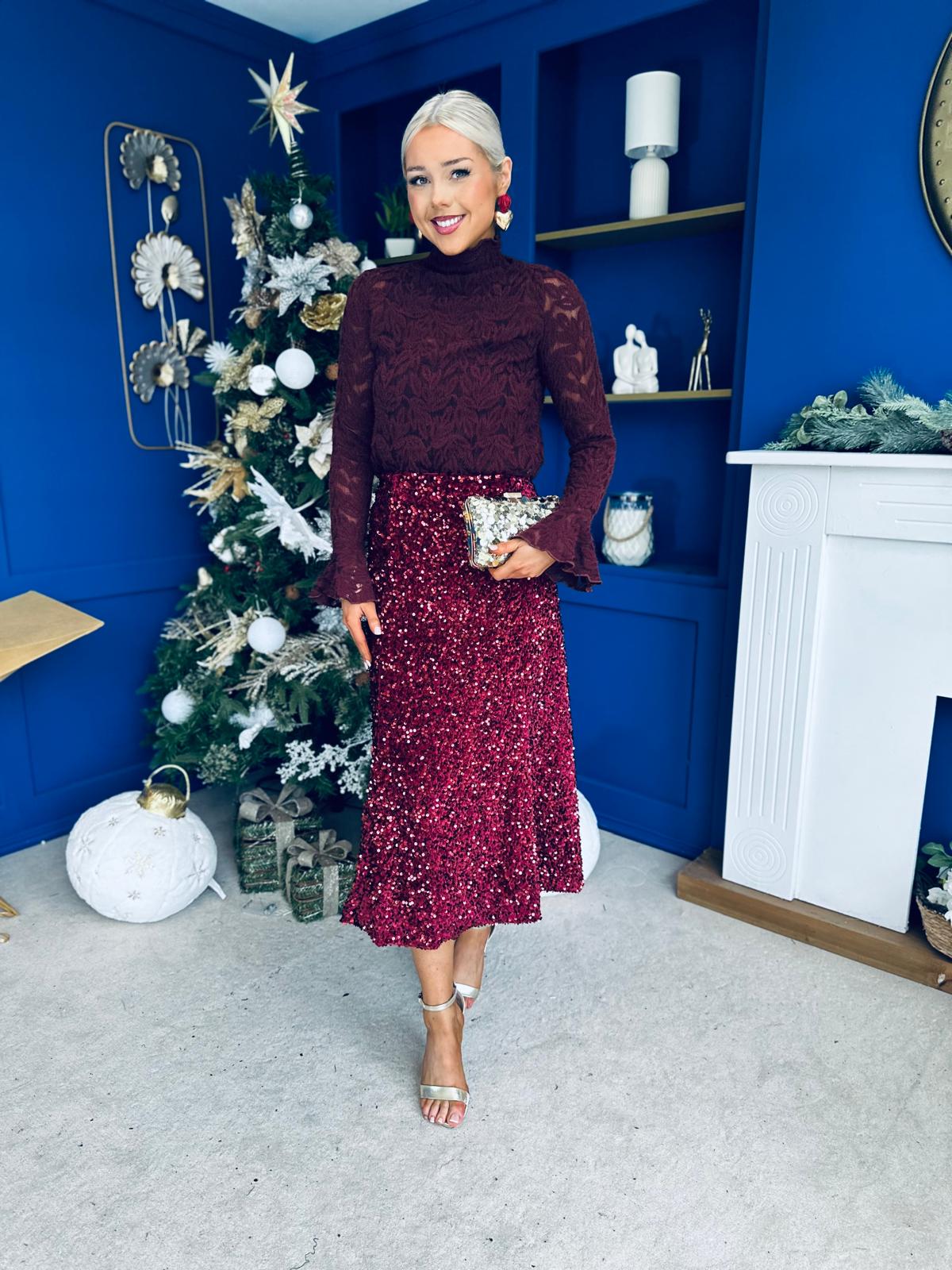 Kyra Burnout Detail Top Burgundy