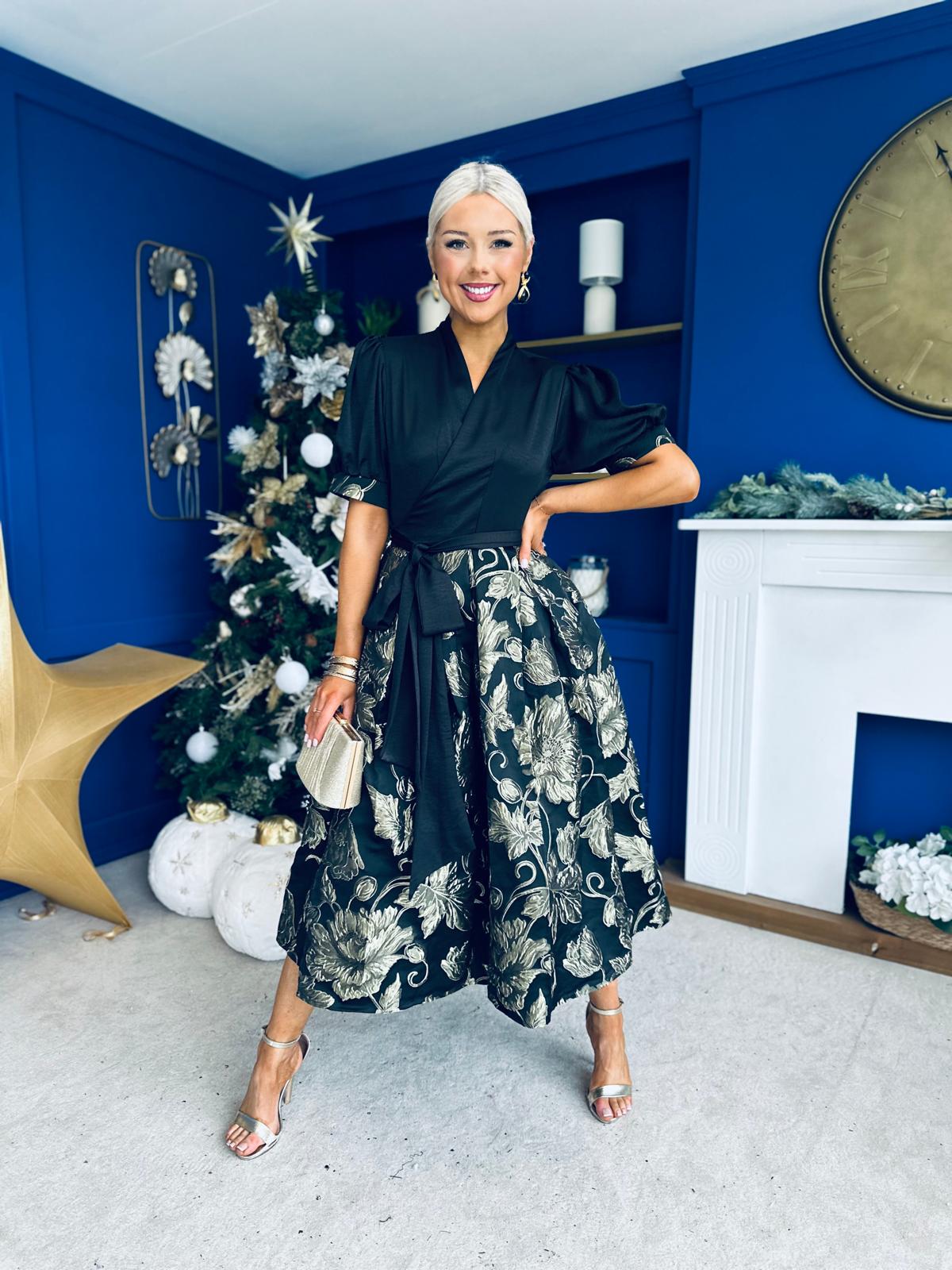 Aoife Jaquard Occasion Wrap Dress Champ