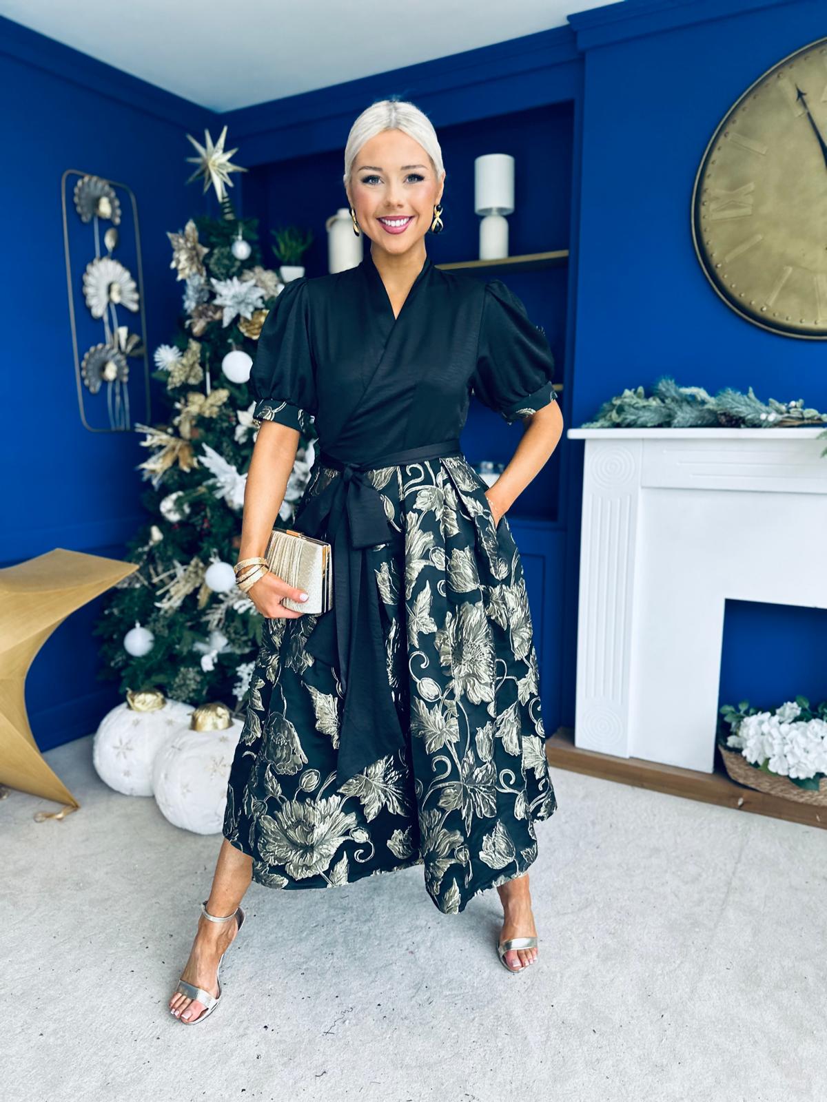 Aoife Jaquard Occasion Wrap Dress Champ