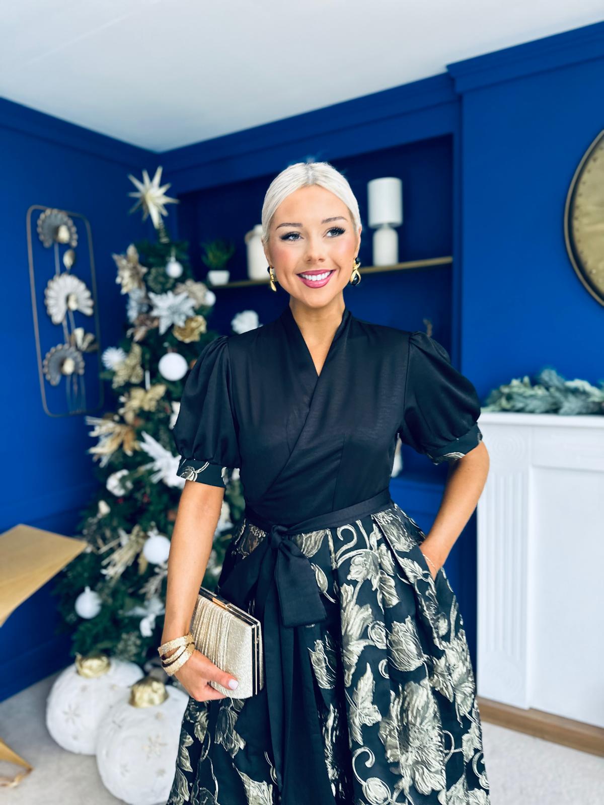 Aoife Jaquard Occasion Wrap Dress Champ