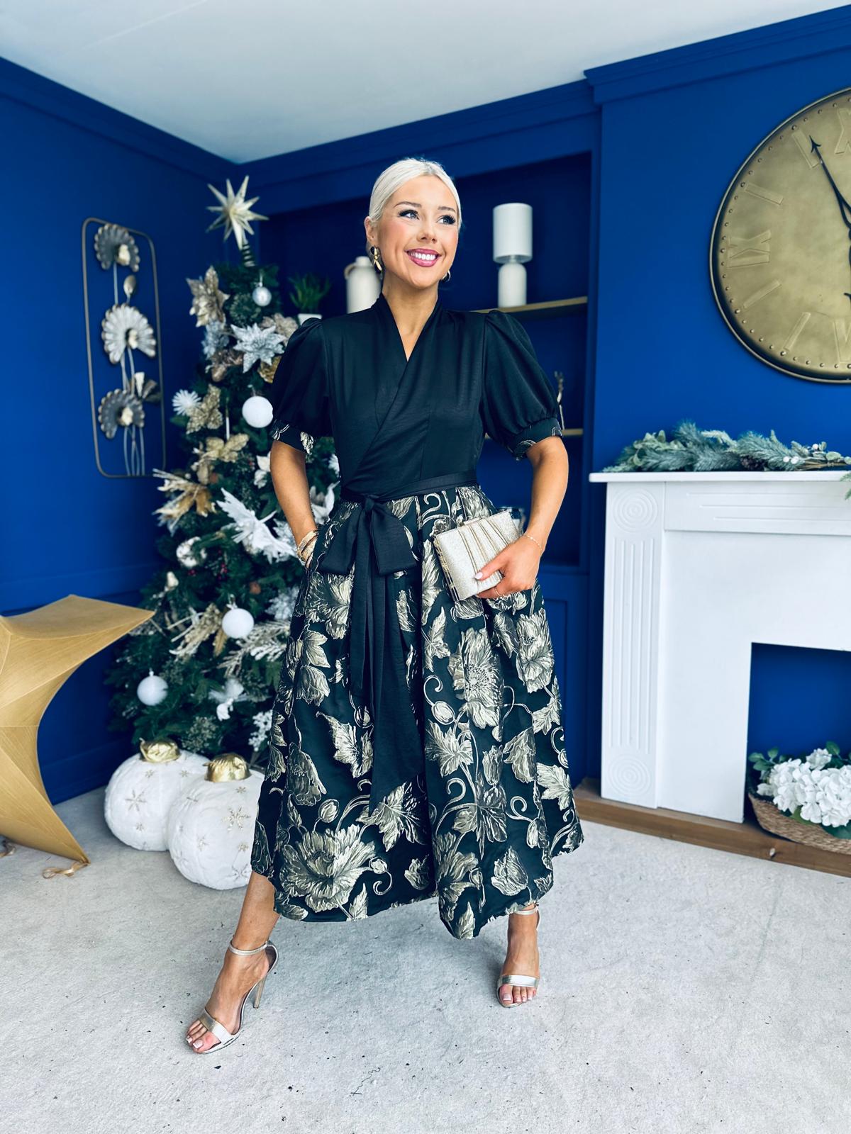 Aoife Jaquard Occasion Wrap Dress Champ