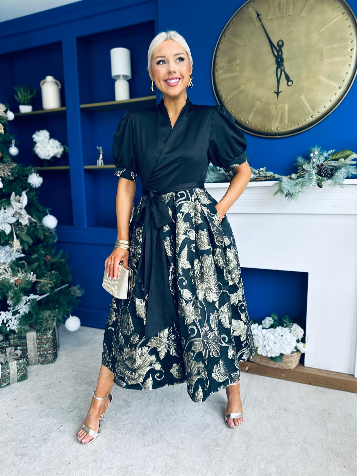 Aoife Jaquard Occasion Wrap Dress Champ