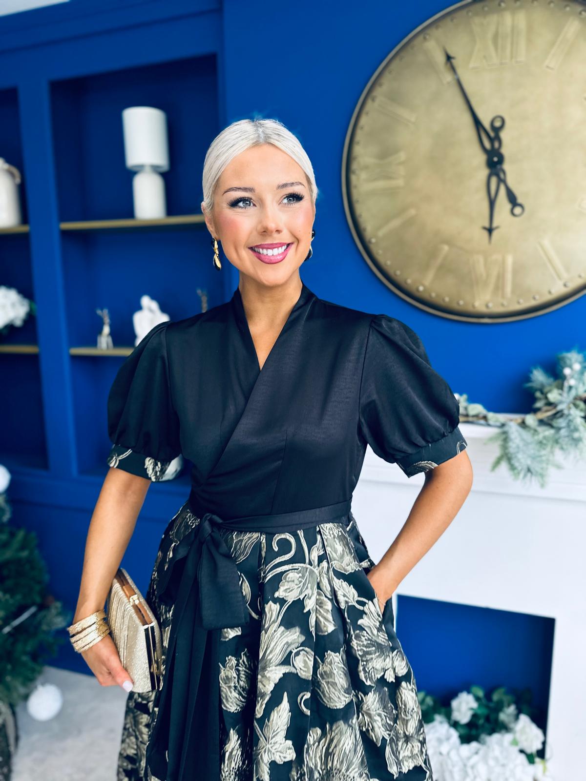 Aoife Jaquard Occasion Wrap Dress Champ