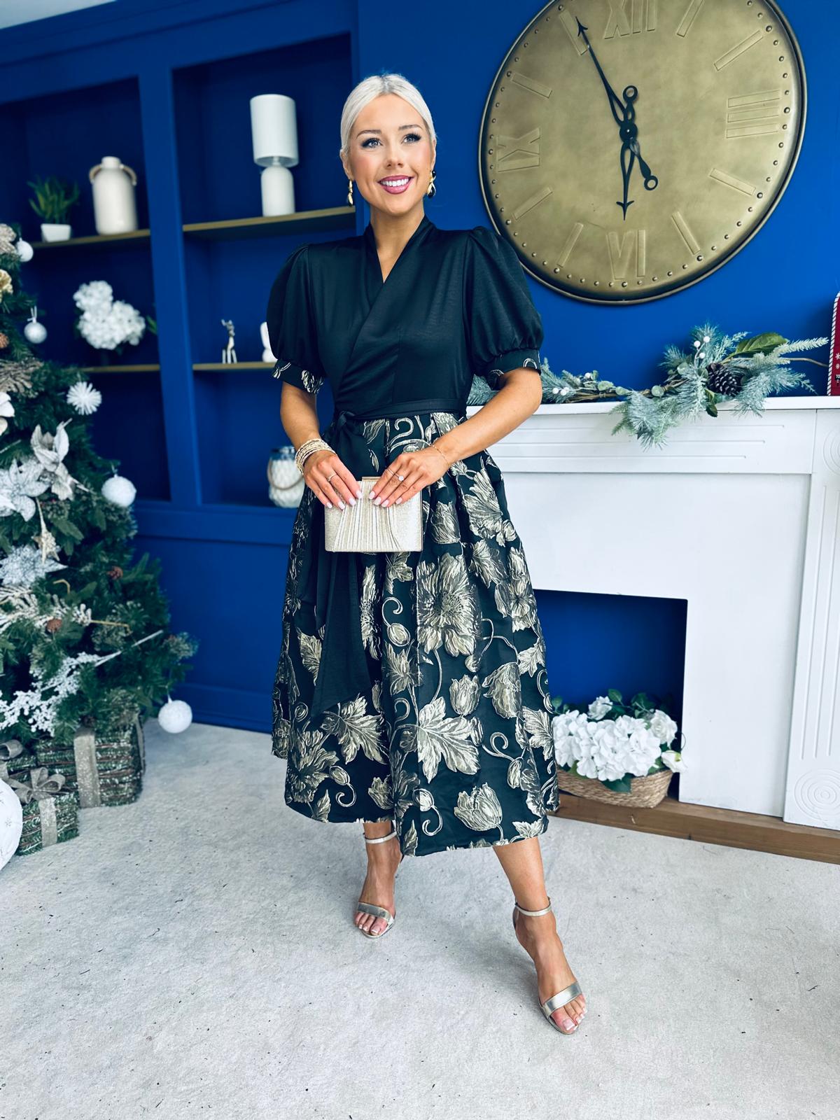 Aoife Jaquard Occasion Wrap Dress Champ