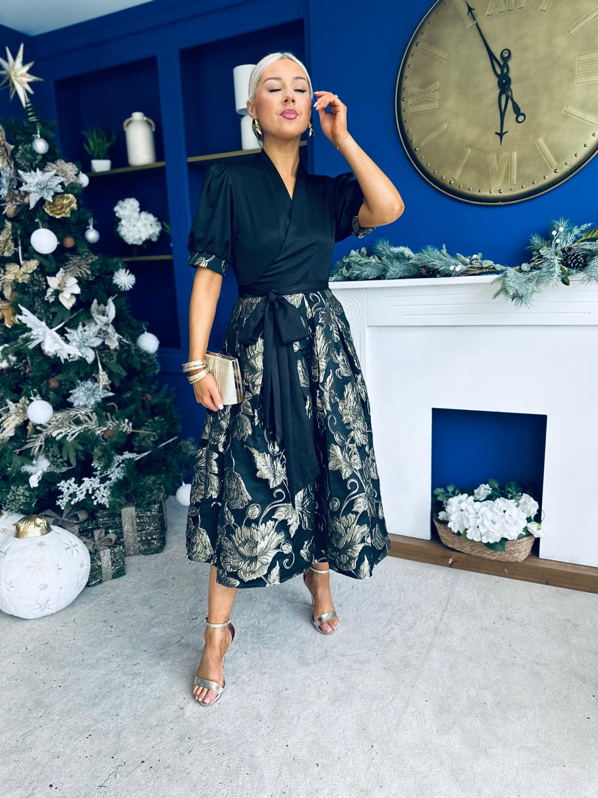 Aoife Jaquard Occasion Wrap Dress Champ