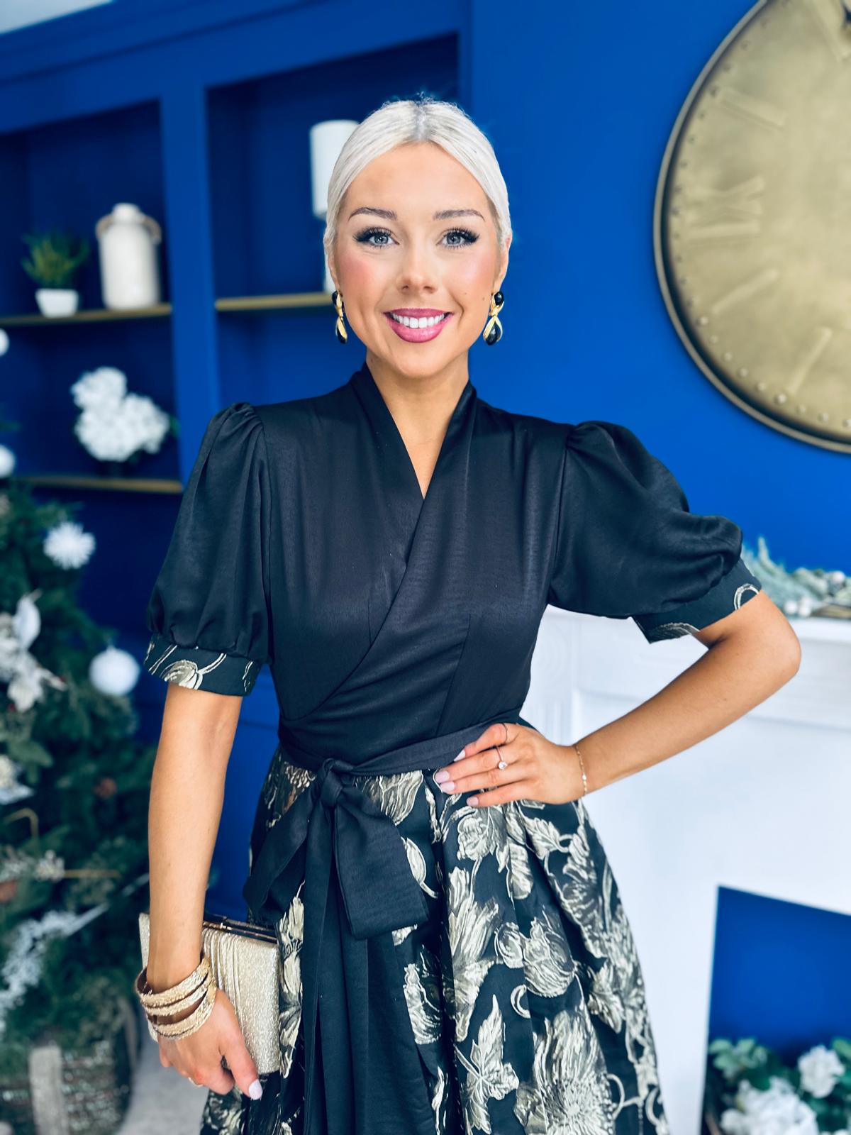 Aoife Jaquard Occasion Wrap Dress Champ