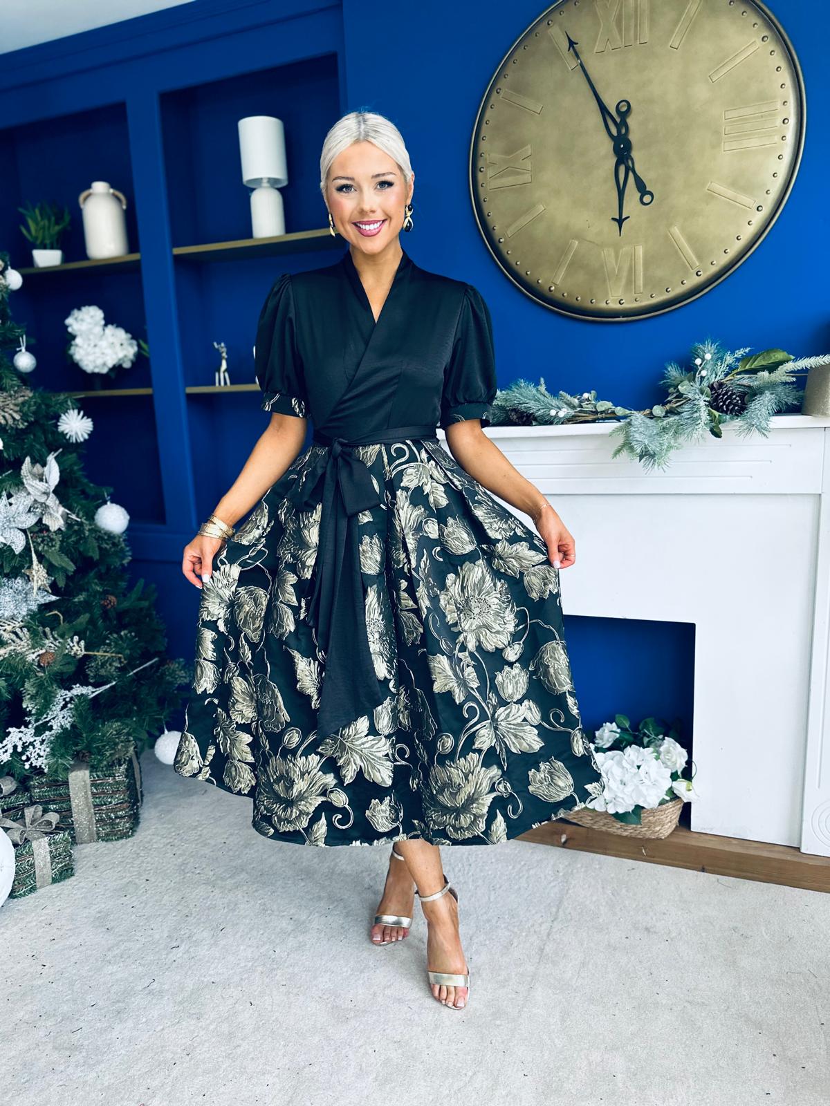 Aoife Jaquard Occasion Wrap Dress Champ