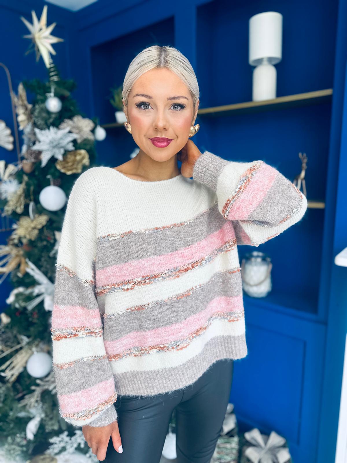 Kitty Sequin Detailed Jumper Cream