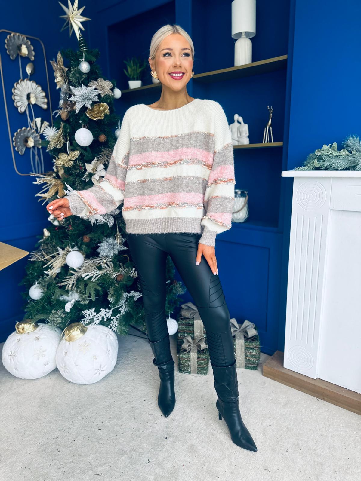 Kitty Sequin Detailed Jumper Cream