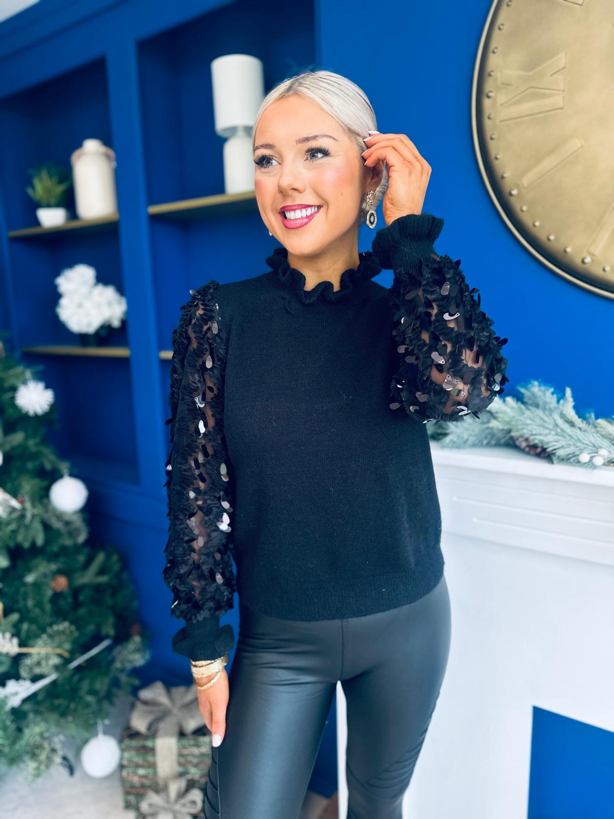 Gillian Sequin Detailed Jumper Black