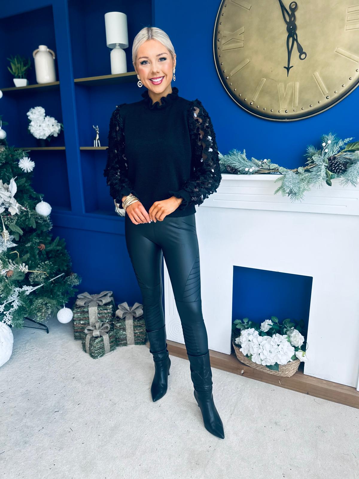 Gillian Sequin Detailed Jumper Black