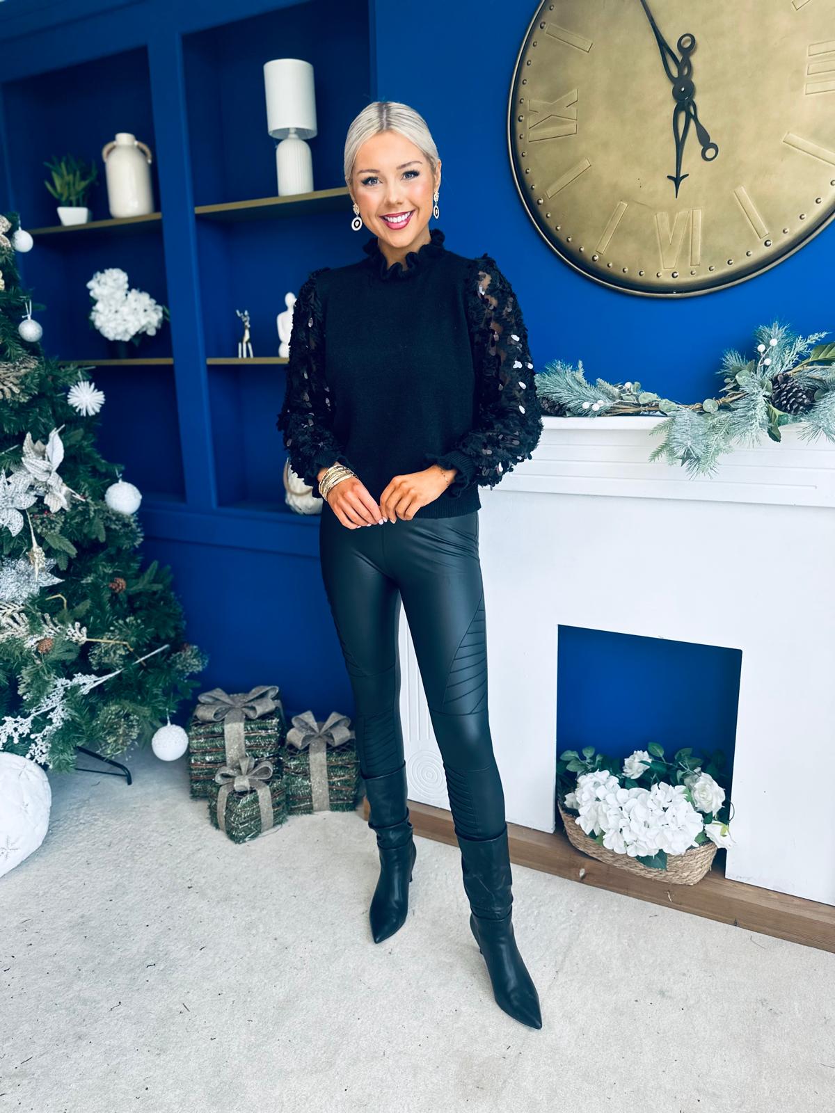 Gillian Sequin Detailed Jumper Black