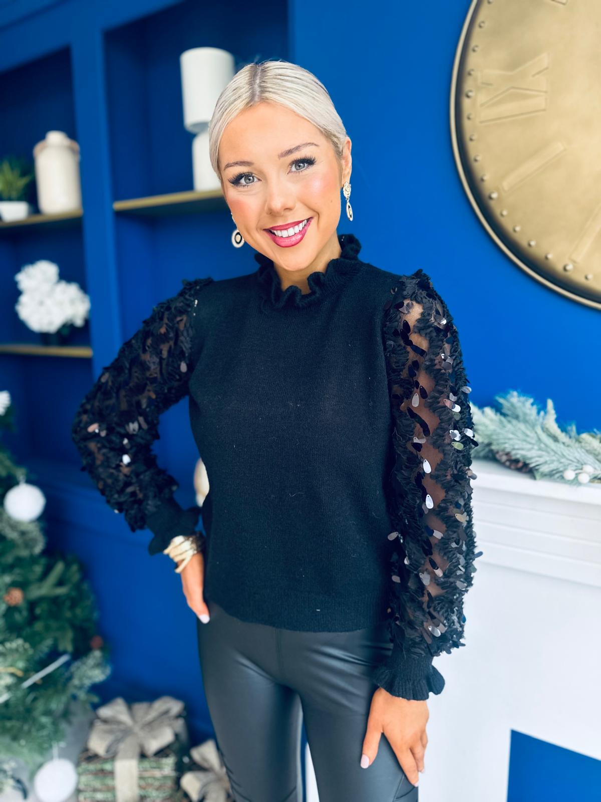 Gillian Sequin Detailed Jumper Black
