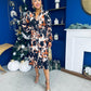 Kaya Foiled Abstract Brown Print Midi Shirt Dress