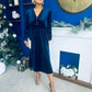 Doireann Pearl Button Velvet Midi Dress Navy