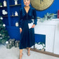 Doireann Pearl Button Velvet Midi Dress Navy