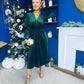 Doireann Pearl Button Velvet Midi Dress Forest Pre Order Arriving 28 Nov