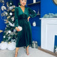 Doireann Pearl Button Velvet Midi Dress Forest Pre Order Arriving 28 Nov