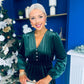 Doireann Pearl Button Velvet Midi Dress Forest Pre Order Arriving 28 Nov