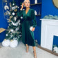 Doireann Pearl Button Velvet Midi Dress Forest Pre Order Arriving 28 Nov