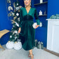 Doireann Pearl Button Velvet Midi Dress Forest Pre Order Arriving 28 Nov