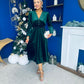 Doireann Pearl Button Velvet Midi Dress Forest Pre Order Arriving 28 Nov