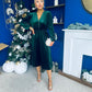 Doireann Pearl Button Velvet Midi Dress Forest Pre Order Arriving 28 Nov