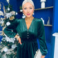 Doireann Pearl Button Velvet Midi Dress Forest Pre Order Arriving 28 Nov