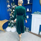 Doireann Pearl Button Velvet Midi Dress Forest Pre Order Arriving 28 Nov