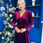 Doireann Pearl Button Velvet Midi Dress Wine Pre Order Arriving 28 Nov
