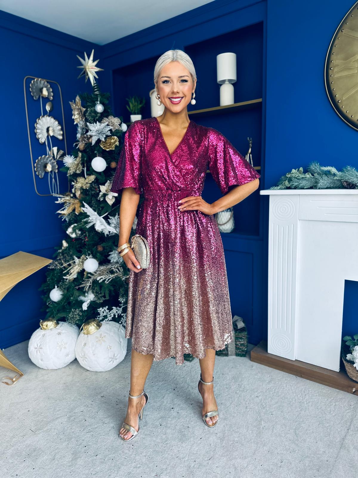 Sophie Ombre Sequin Occasion Dress