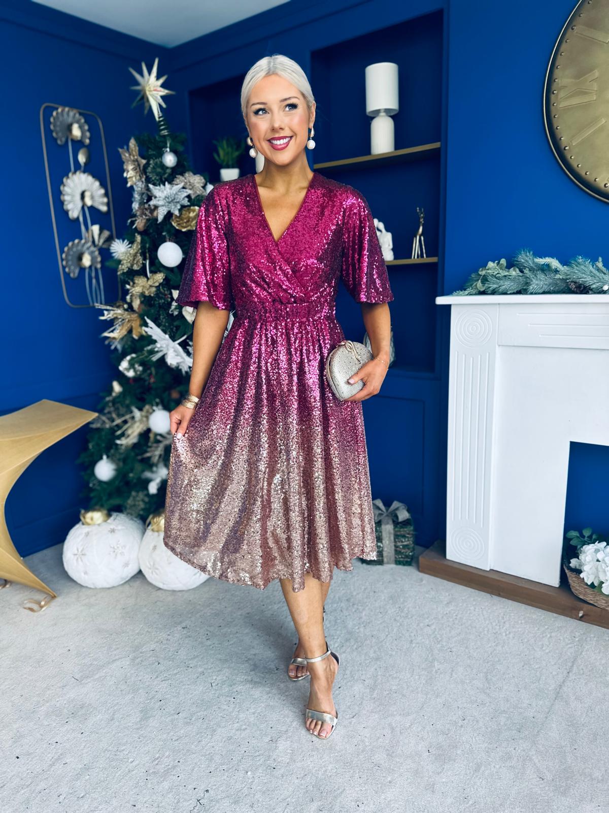 Sophie Ombre Sequin Occasion Dress