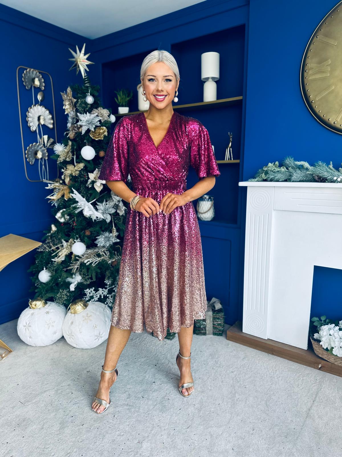 Sophie Ombre Sequin Occasion Dress