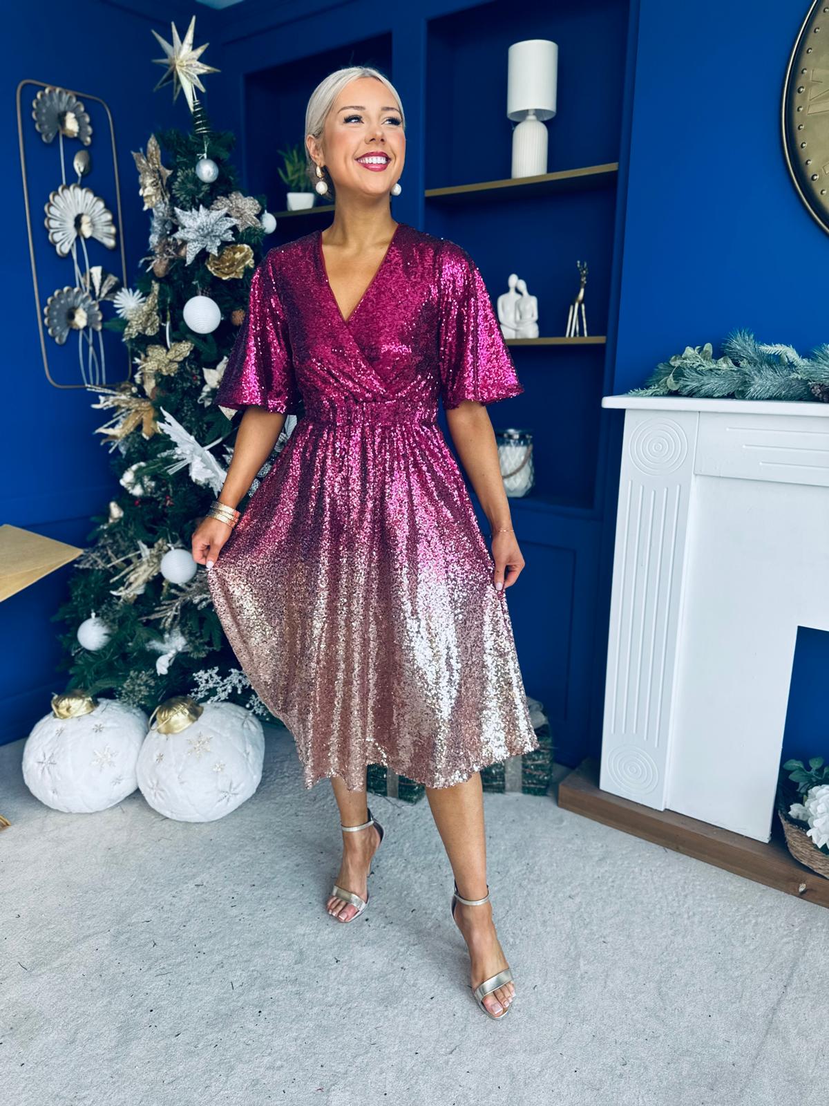 Sophie Ombre Sequin Occasion Dress