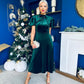 Robyn Pearl Detailed Velvet Midi Dress Forest