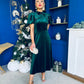 Robyn Pearl Detailed Velvet Midi Dress Forest