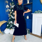 Robyn Pearl Detailed Velvet Midi Dress Black