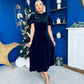 Robyn Pearl Detailed Velvet Midi Dress Black