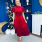 Robyn Pearl Detailed Velvet Midi Dress Red