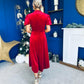 Robyn Pearl Detailed Velvet Midi Dress Red