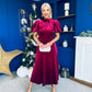 Robyn Pearl Detailed Velvet Midi Dress Wine